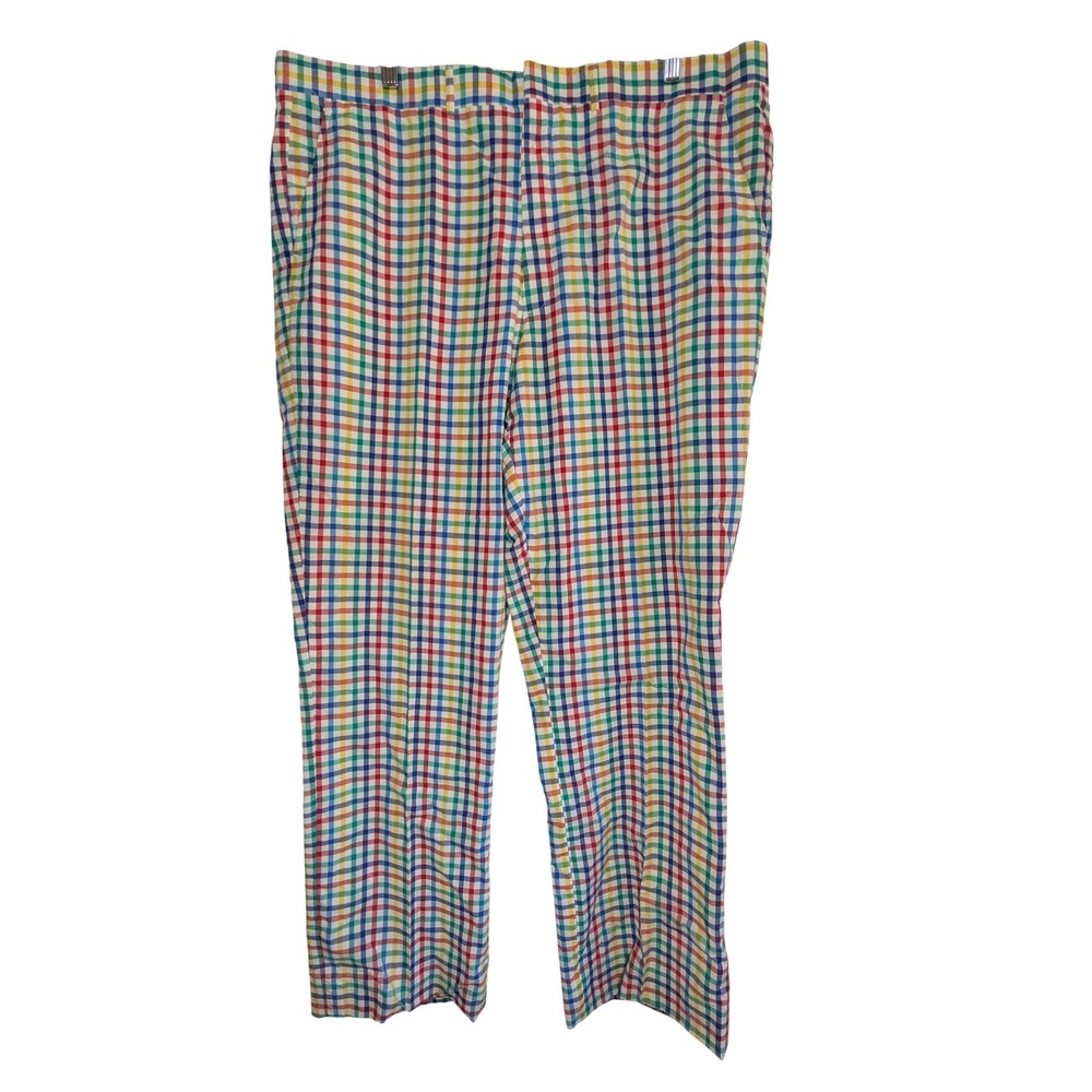 Vtg David Brooks Mens Rainbow Gingham Check Pants Multi Color‎ Made in USA Golf